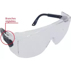 Surlunettes de protection incolores avec branches réglables