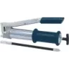 Pompe à graisse manuelle avec poignée caoutchouc et flexible renforcé/agrafe et valve de remplissage