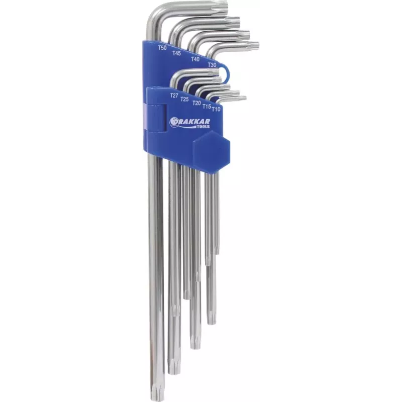 Clés mâles coudées Torx® extra longues de T10 à T50 - étui pivotant de 9 pcs