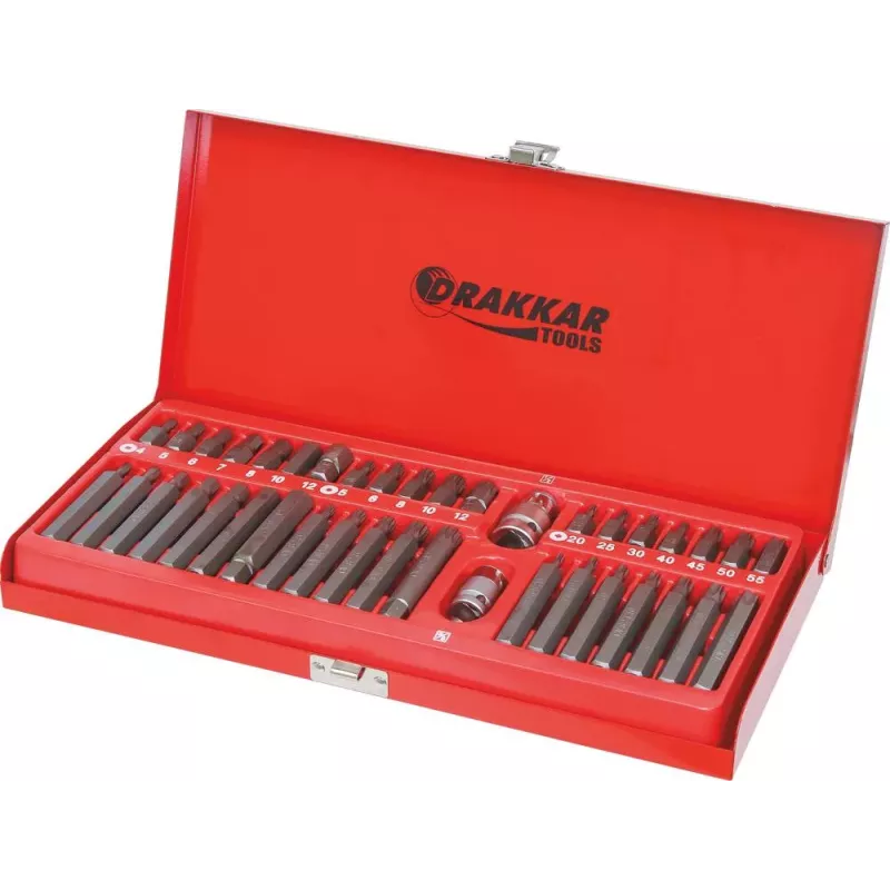 Embout hexagonal 10mm XZN/hexagonal/Torx® avec 2 douilles 1/2" et 3/8" porte embout - coffret métallique de 40 pcs