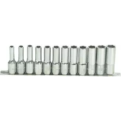 Douilles longues 1/2" de 8 à 19mm - blister avec rack métallique de 12 pcs