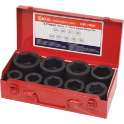 Douilles à chocs 1" de 24 à 50mm - coffret métallique de 9 pcs