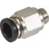 Raccord instantané métallique droit mâle cylindrique pour tuyau rilsan 8mm