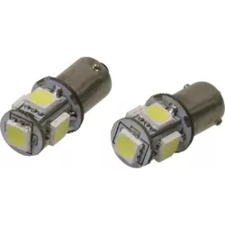 Lot  lampes témoin 5 LED blanches 12V 1.5W Ba9s - BAY9s