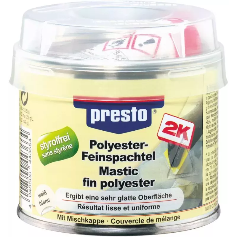 Mastic polyester fin avec tube durcisseur