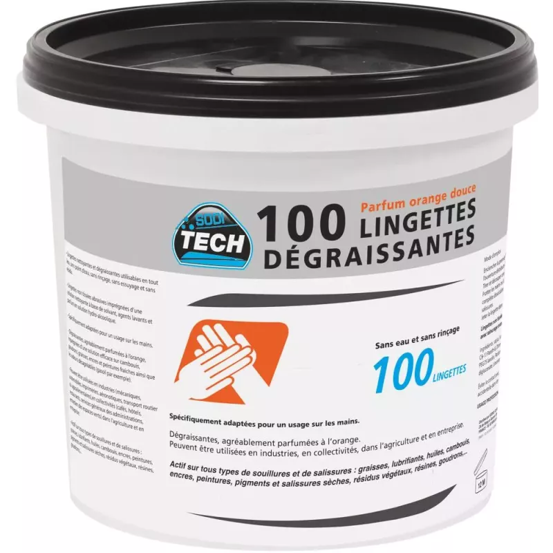Lingettes nettoyantes mains 270x270mm - seau de 100 lingettes Lingettes nettoyantes mains 270x270mm - seau de 100 lingettes