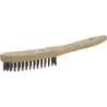 Brosse métallique fil acier 4 rangs 290mm avec manche bois incurvé