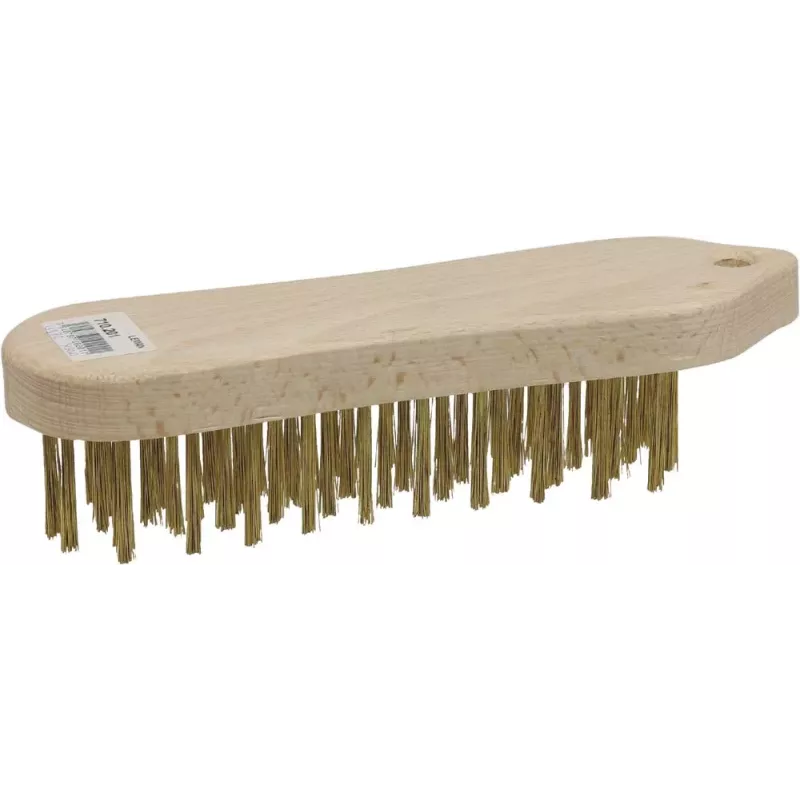 Brosse métallique violon fil acier laitonné 5 rangs 210mm