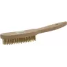 Brosse métallique fil acier laitonné 4 rangs 295mm avec manche bois incurvé