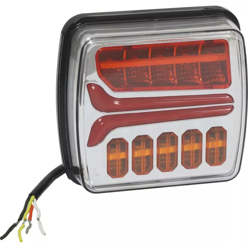 Feu arrière carré LED 12/24V 4 fonctions - blister