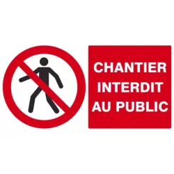 Panneau chantier interdit au public rigide 330x200mm