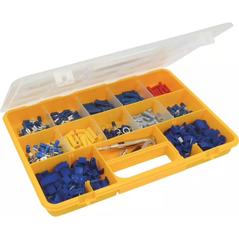 Cosse isolée + 1 testeur 6/12/24V - coffret de 301 pcs