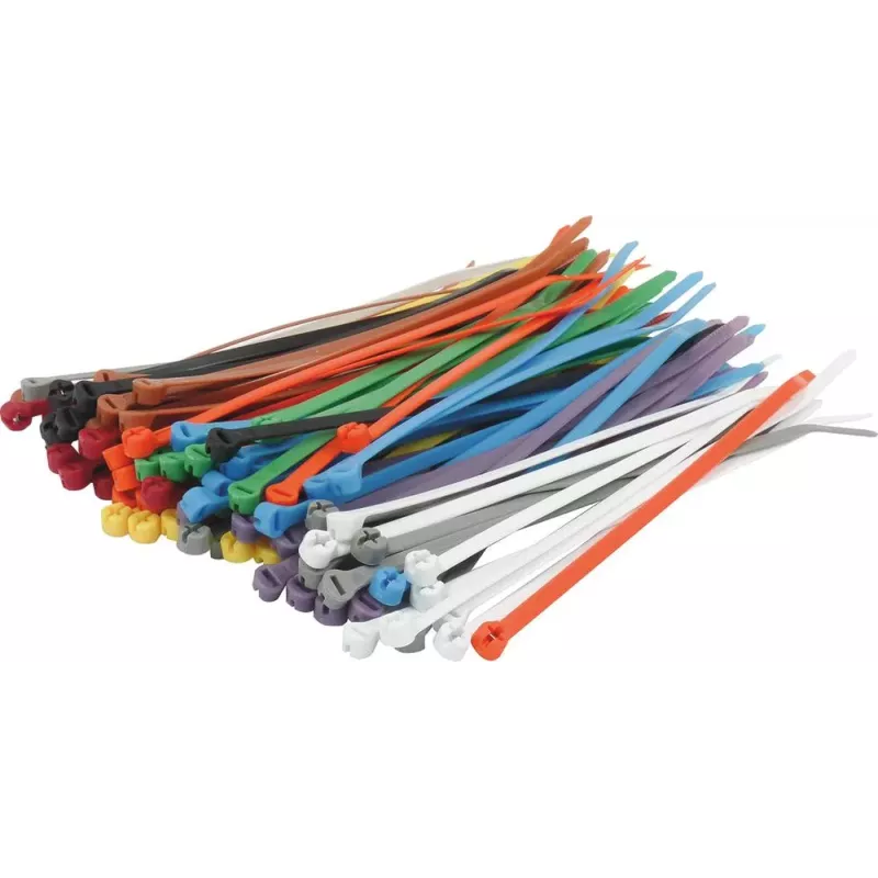 Collier nylon Tyrap multicolore 4,8x186mm - lot de 100 pcs Collier nylon Tyrap multicolore 4,8x186mm - lot de 100 pcs
