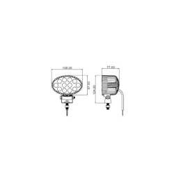 Phare de travail ovale LED 10/32V 36W 2400 lumens faisceau combiné