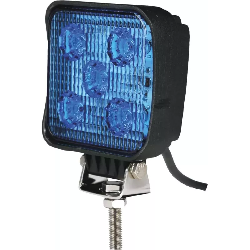 Phare de travail carré LED 10/32V 15W 1000 lumens bleu éclairage large