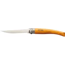 Couteau N°8 avec lame effilée et bague de sécurité manche en hêtre