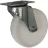 Roulette zinguée roue en polypropylène blanc pivotante 100mm 125kg