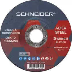 Disque à tronçonner bombé acier 125x2,5x22mm - lot de 25 pcs