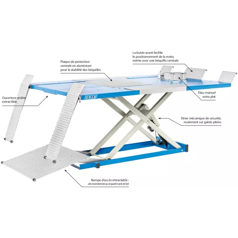 Table élévatrice fixe électro-hydraulique 600kg pour moto/quad/voiturette