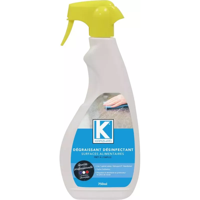 Désinfectant et dégraissant pour surfaces alimentaires - flacon spray 750ml