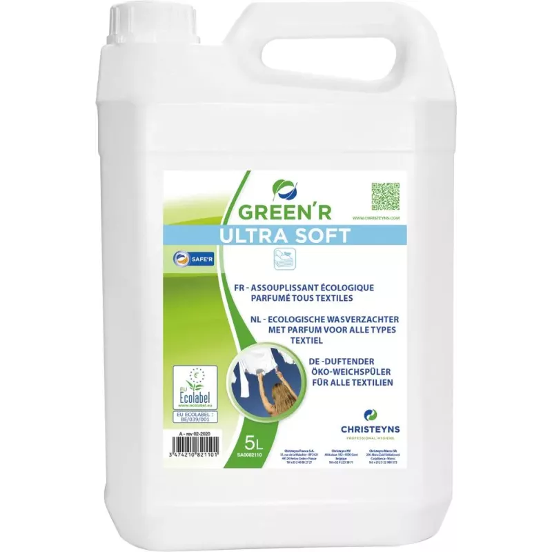 Assouplissant concentré hypoallergénique ECOLABEL - bidon de 5L