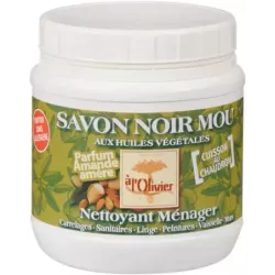 Savon noir mou traditionnel parfum amande pour nettoyer les sols - pot de 750g