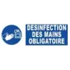 Panneau désinfection des mains obligatoire adhésif 300x100m