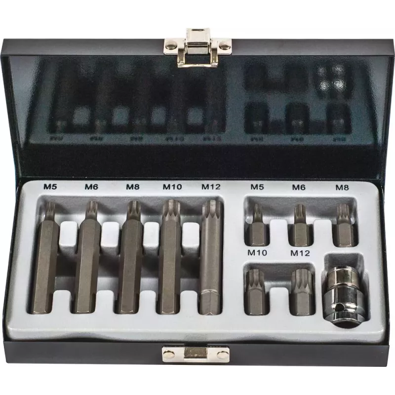 Embout hexagonal 10mm XZN de M5 à M12 avec douille porte embout 1/2" - coffret métallique de 11 pcs