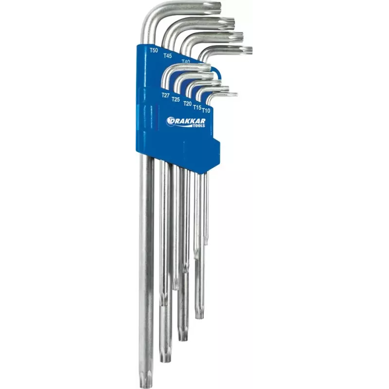 Clés mâles coudées Torx® extra longues magnétiques de T10 à T50 - étui pivotant de 9 pcs