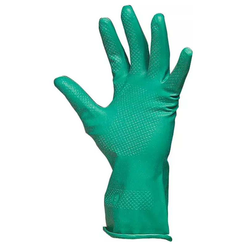 Gants chimiques 100% enduit nitrile floqué 320mm vert 0,38mm T9