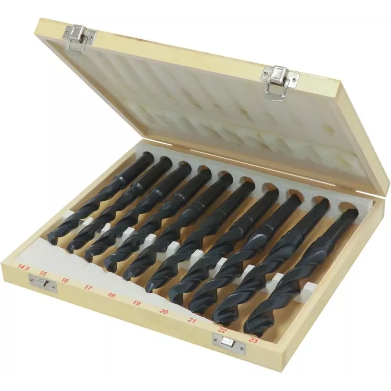 Foret taillé meulé de 14,5 à 23mm cône morse N°2 - coffret bois de 10 pcs