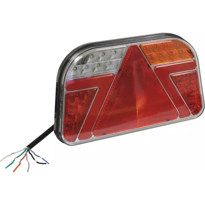 Feu arrière rectangle LED 12/24V 7 fonctions 240x140mm - blister