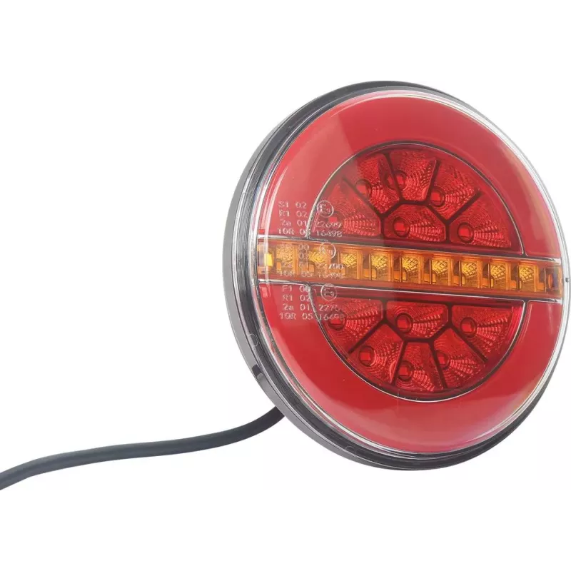 Feu arrière rond LED 12/24V 3 fonctions dynamique 136mm