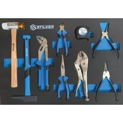 Servante d'atelier 5 tiroirs composée de 152 outils - modules mousses