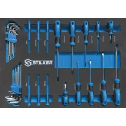 Servante d'atelier 5 tiroirs composée de 152 outils - modules mousses