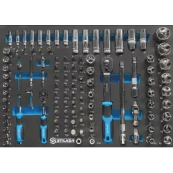 Servante d'atelier 5 tiroirs composée de 152 outils - modules mousses