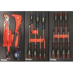 Servante d'atelier 7 tiroirs composée de 249 outils - modules finition carbone