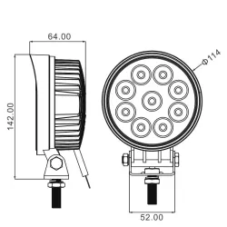 Phare de travail rond LED 10/32V 27W 1800 lumens