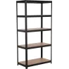 Étagère métallique noire à emboîter 5 tablettes bois 1800x900x450mm max 1,25T