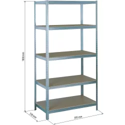 Étagère métallique à emboîter 5 tablettes bois 1800x850x350mm max 1,25T