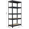 Étagère métallique à emboîter 5 tablettes bois 1800x900x450mm max 1,6T