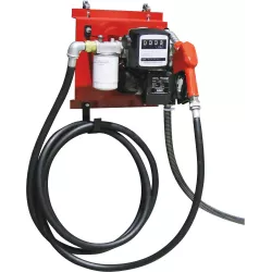 Pompe à gasoil 230V 60 l/min avec pistolet automatique/volucompteur/filtre - station murale