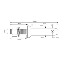 Piton 22x140mm, Filetage 3/4''x48mm Cat. 1