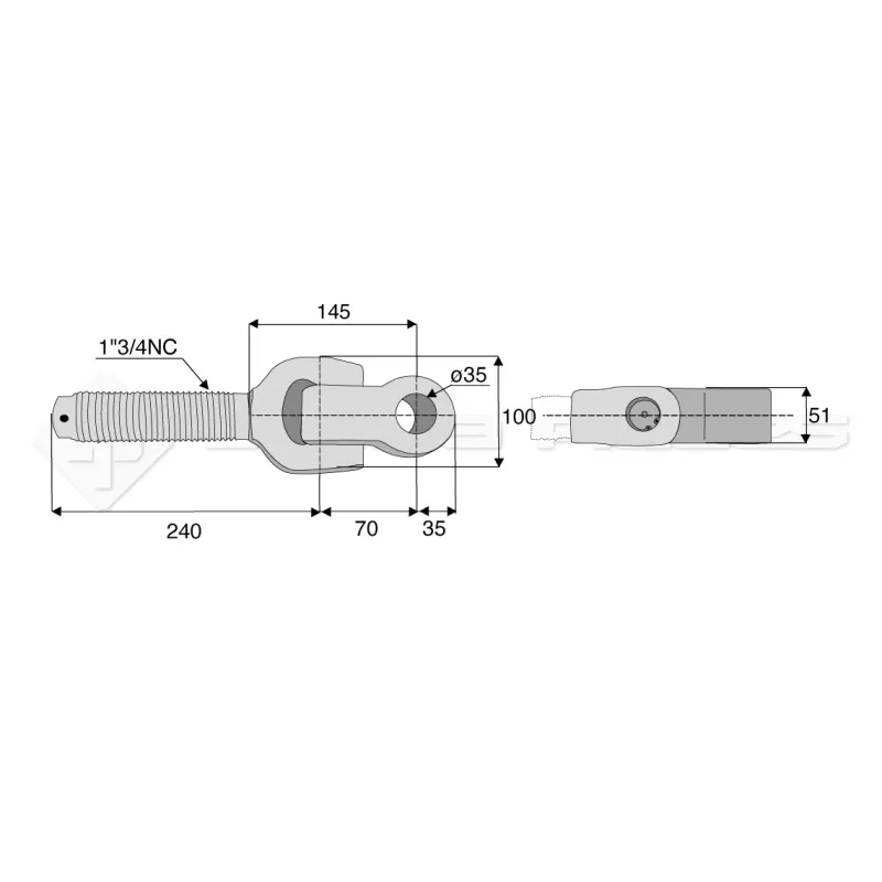 Articulation gauche Cat.3 D35 1"3/4