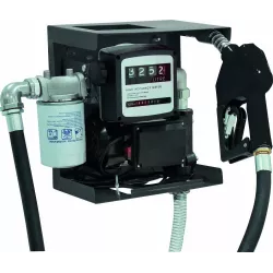 Pompe à gasoil 230V 50 l/min avec pistolet automatique/volucompteur/filtre - station murale