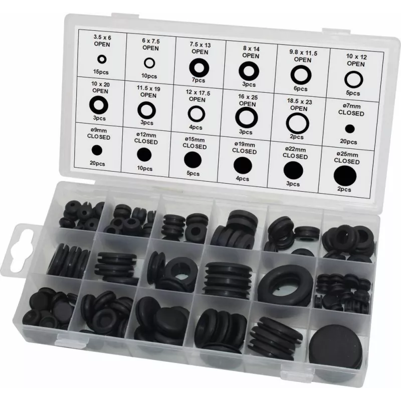 Passe-câbles en caoutchouc - coffret de 125 pcs