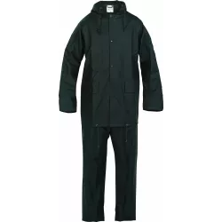 Vêtement de pluie PU/PVC avec capuche - pantalon et veste vert