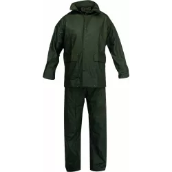 Vêtement de pluie 100% PU avec capuche - pantalon et veste vert