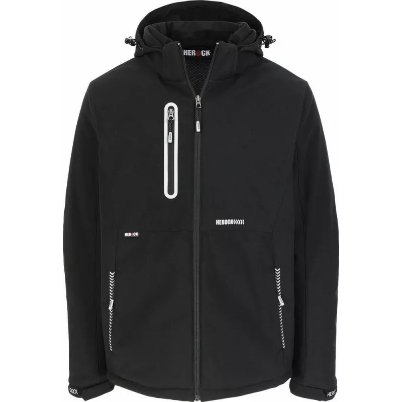 Veste respirante Softshell doublée noire avec capuche TARIS Veste respirante Softshell doublée noire avec capuche TARIS