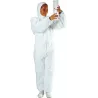 Combinaison de protection jetable microporeuse avec capuche type 5/6 60g/m² blanche Combinaison de protection jetable microporeuse avec capuche type 5/6 60g/m² blanche